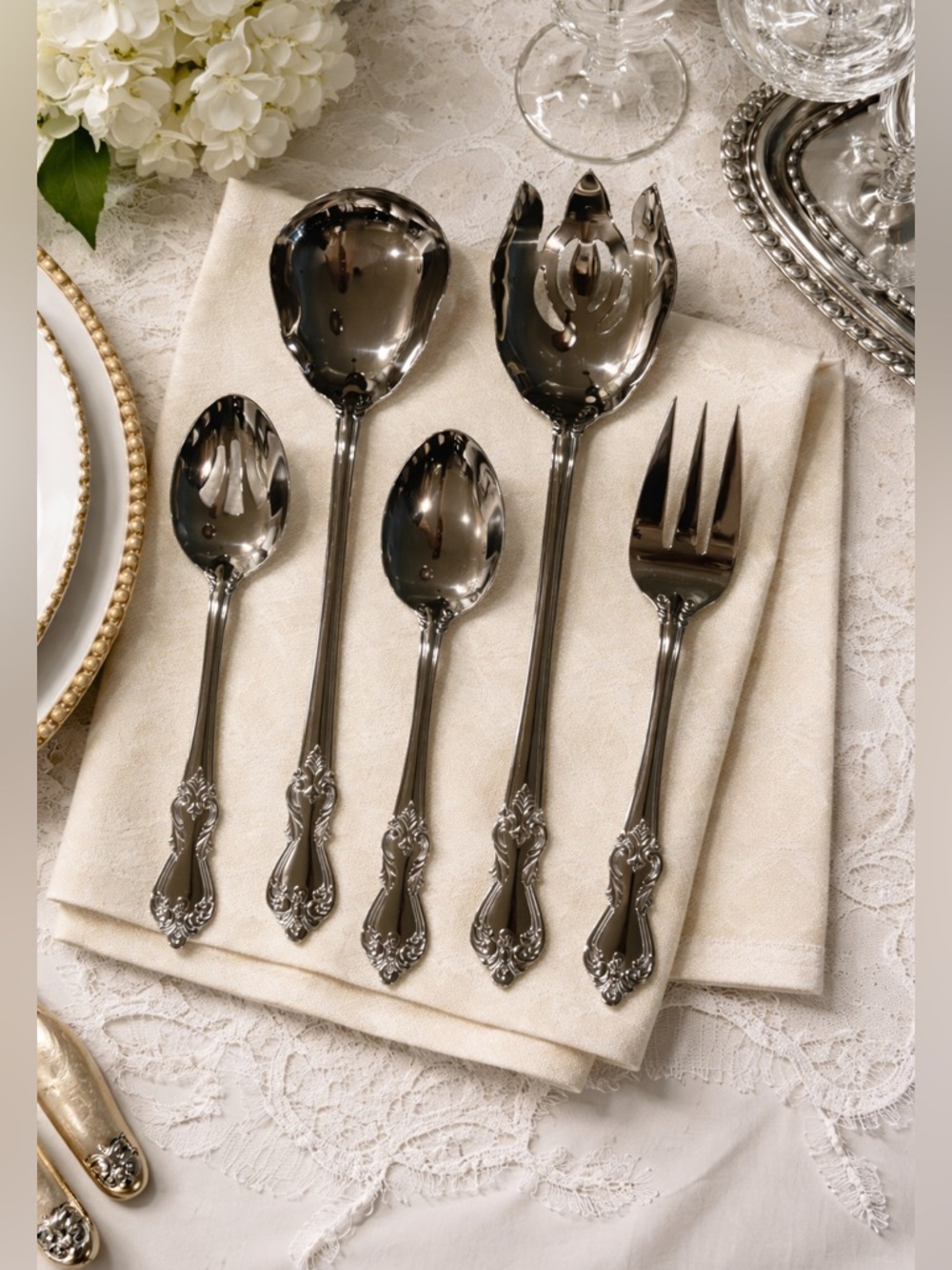 Reed & Barton, Marlborough, (5) Piece Lot, Heritage Mint 18/10, Stainless, G2MC